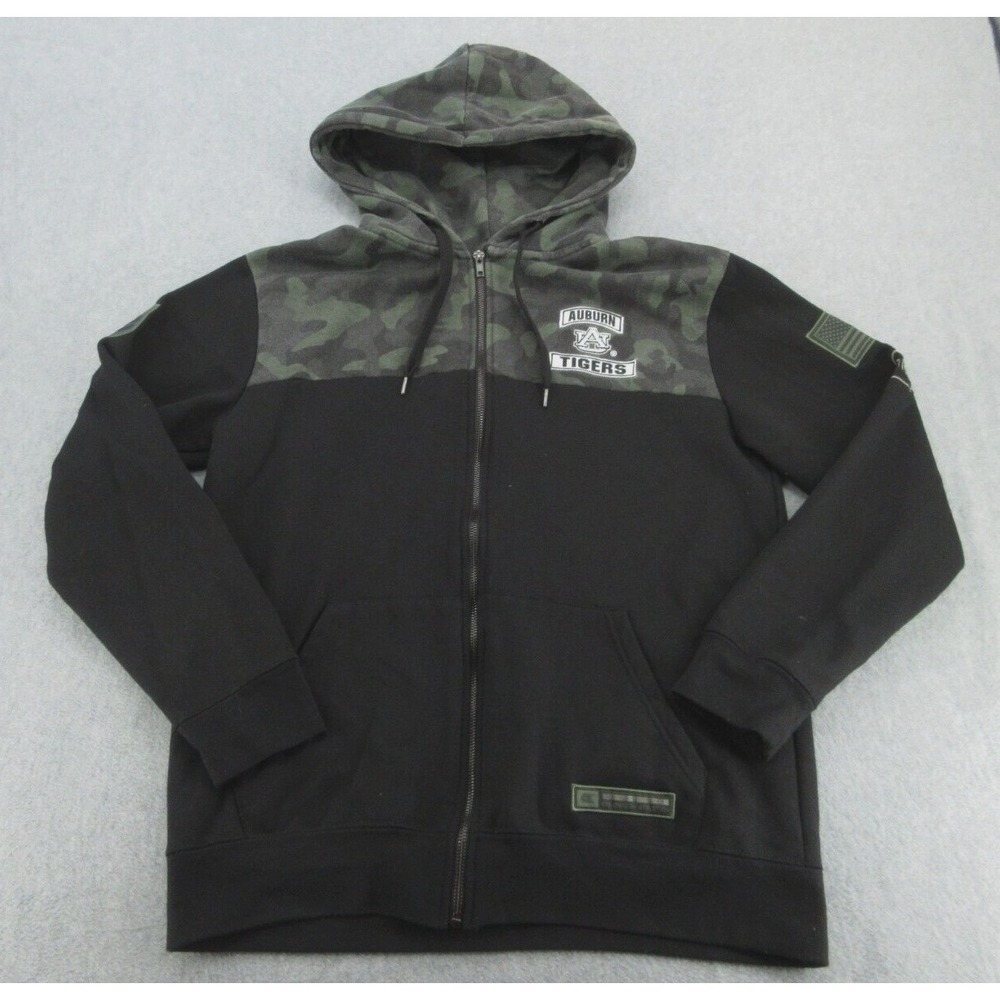 Colosseum Mens Hoodie Regular Black Camo Auburn Tigers OHT Full Zip Large